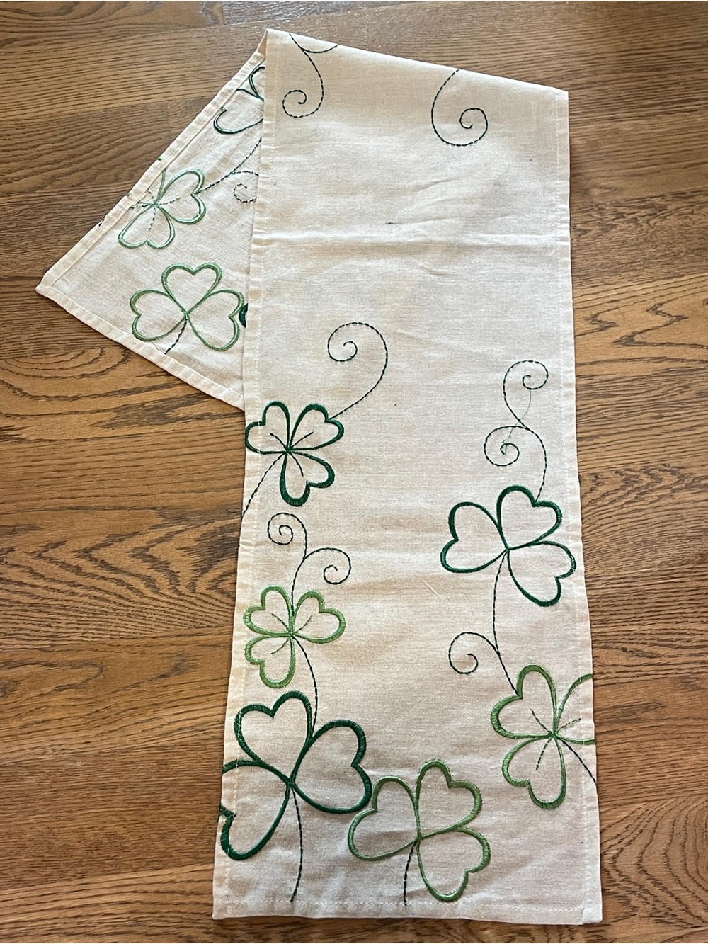 Embroidered Shamrock Table Runner
